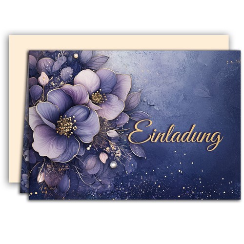 Einladungskarten lila blume - einladungskarten,